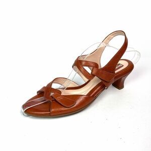 BeautiFeel Rachel Cognac Leather Low Heel Sandals Adjustable Straps EU 41 US 10